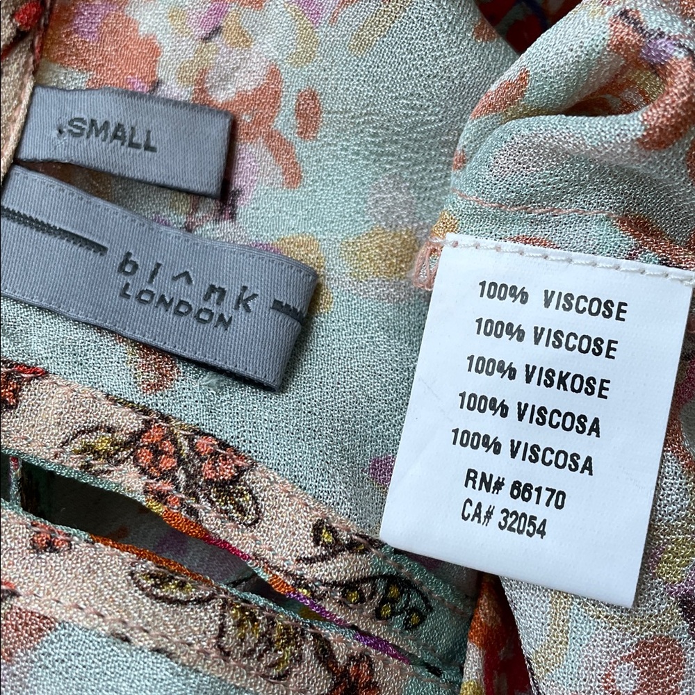 Bla-nk Miranda Peasant Blouse Floral Patchwork Size S Boho Babydoll Ruffled - Picture 8 of 12